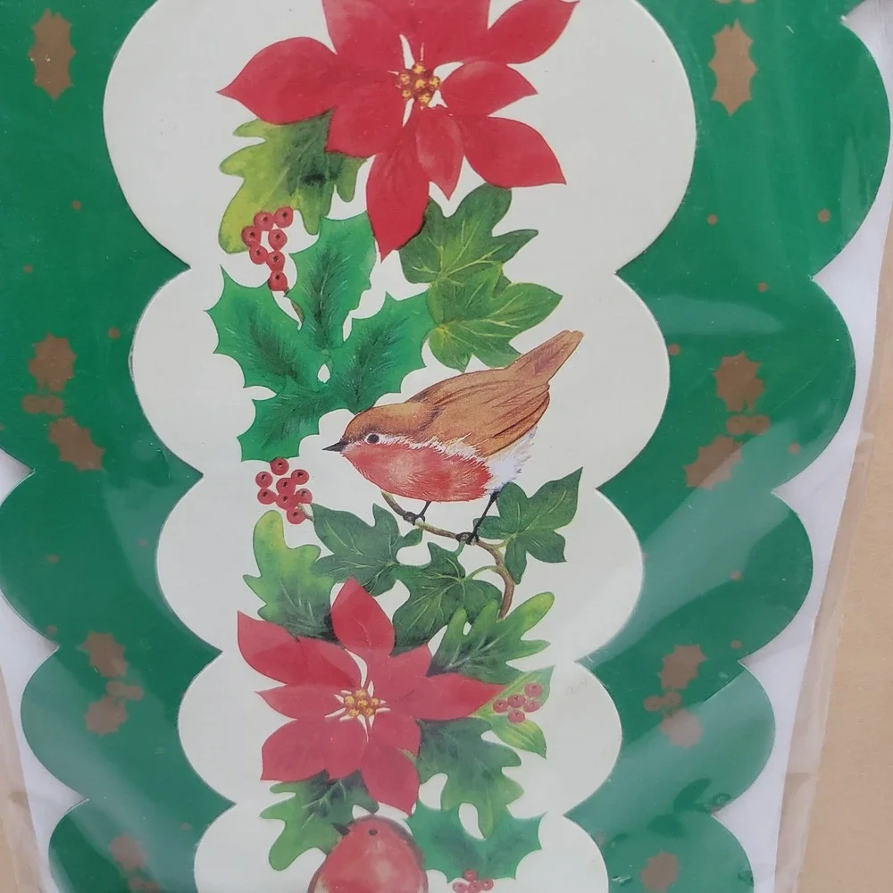 Vtg 1983 Cardboard Christmas Card Holder Poinsettia Bird 39